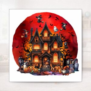 Halloween szellem kastély matrica - falra, ablakra